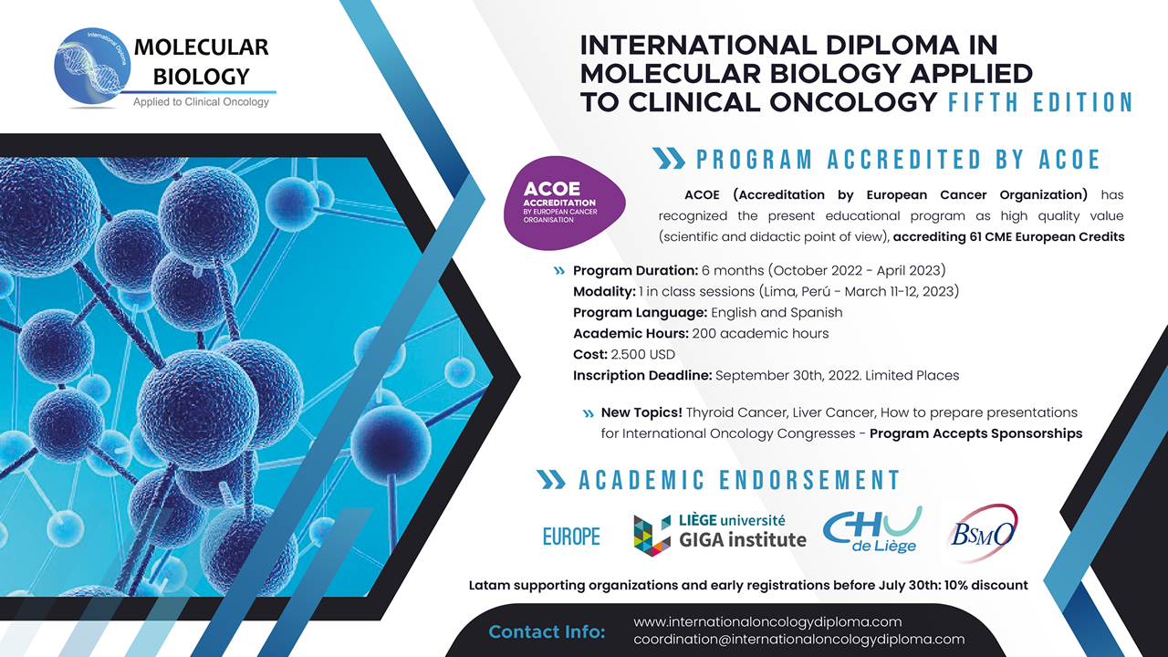 International Diploma in Molecular Biology Applied to Clinical Oncology