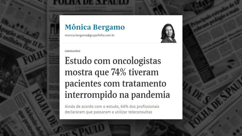 Folha de S.Paulo destaca pesquisa da SBOC sobre COVID-19 e câncer