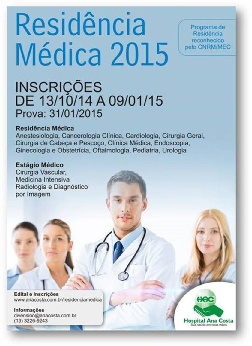 Residência Médica e Estágio Médico 2015 - Inscrições Abertas